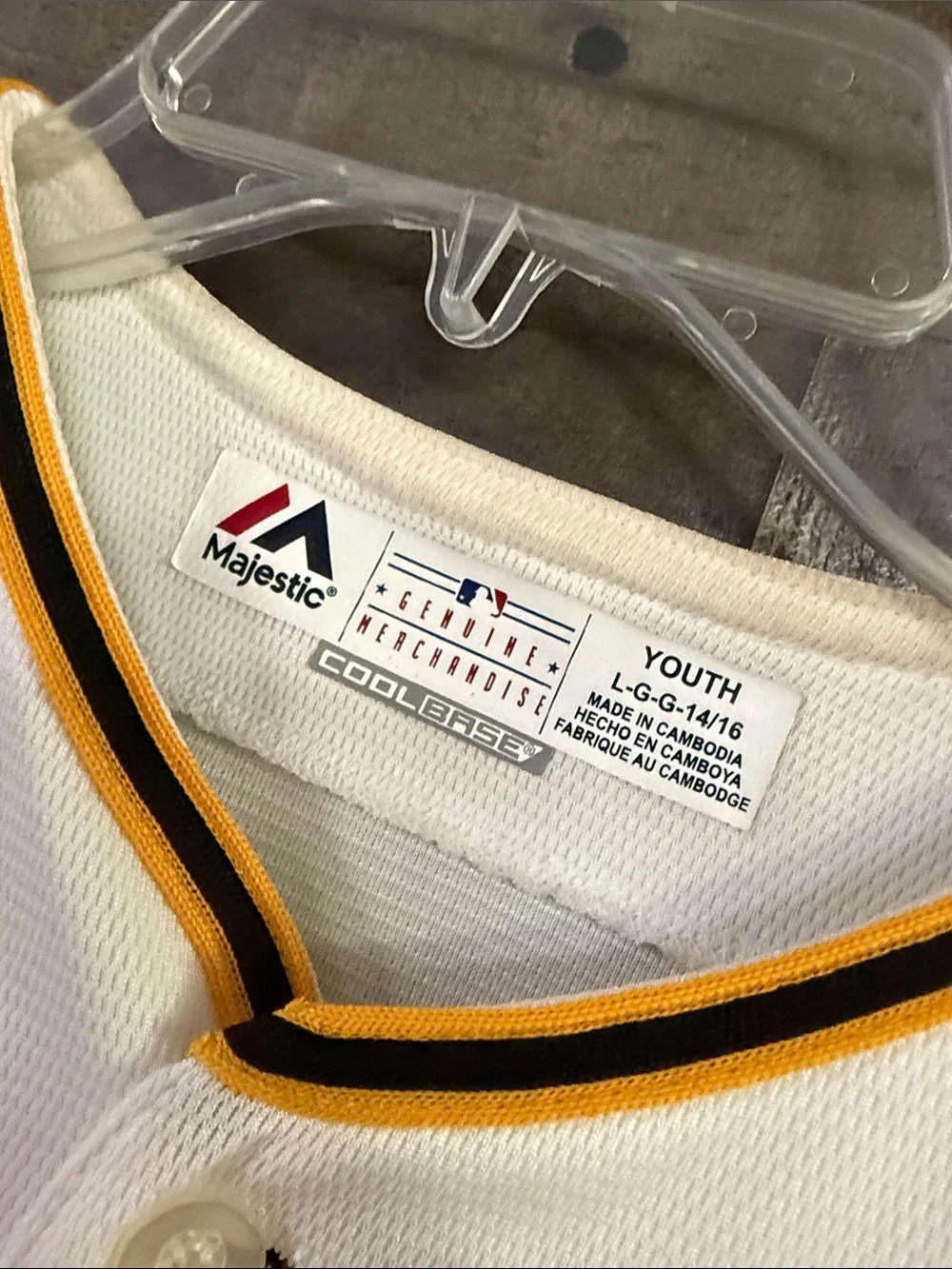 McCutchen White Pittsburgh Pirates Button-Up Jersey with Black and Yellow Trim - Picture 5 of 6